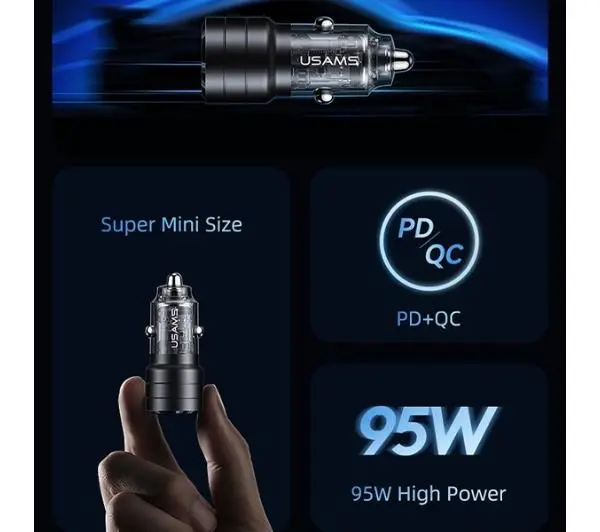 USAMS C36 USB+USB-C Fast Charge 95W Czarny