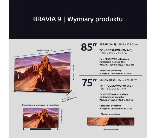 Sony BRAVIA 9 K-85XR90  85" QLED 4K Mini LED 120Hz Google TV Dolby Vision Dolby Atmos HDMI 2.1 DVB-T2 - Kup na Raty - RRSO 0%