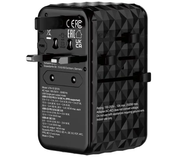 Verbatim GaN III UTA-10 World to World USB-A USB-C QC 140W - Kup na Raty - RRSO 0%