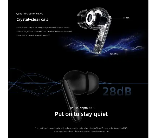 QCY T13 ANC2 Dokanałowe Bluetooth 5.3 Niebieski