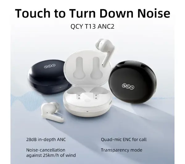 QCY T13 ANC2 Dokanałowe Bluetooth 5.3 Niebieski