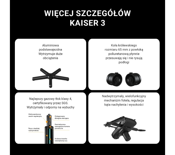 Anda Seat Kaiser 3 XL Gamingowy do 200kg Skóra ECO Czarny - Kup na Raty - RRSO 0%