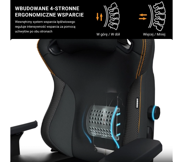 Anda Seat Kaiser 3 XL Gamingowy do 200kg Skóra ECO Czarny - Kup na Raty - RRSO 0%