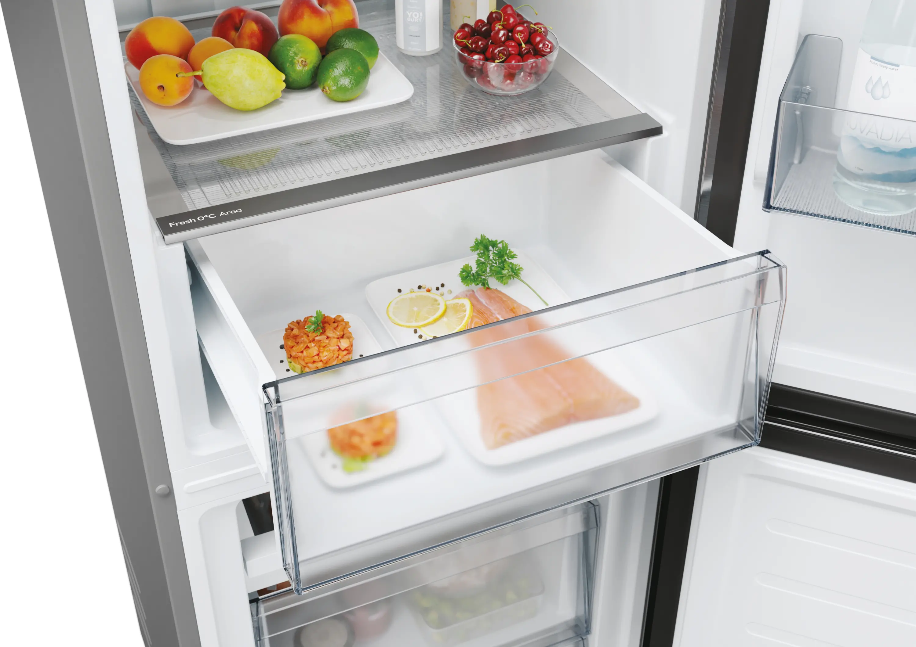 Lodówka Candy Fresco 300 CNCQ2T518EX Pełny No Frost 182,5cm Komora świeżości Platinum Inox