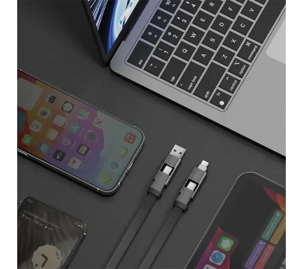 Energea Bazic 4w1 USB-A/USB-C - USB-C/Lightning 1m Czarny