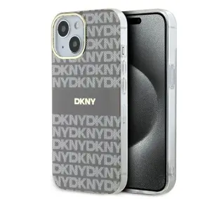 DKNY IML Mono & Stripe MagSafe do iPhone 15 Beżowy
