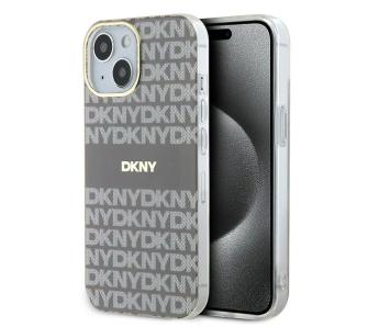 Etui DKNY IML Mono & Stripe MagSafe do iPhone 15 Beżowy