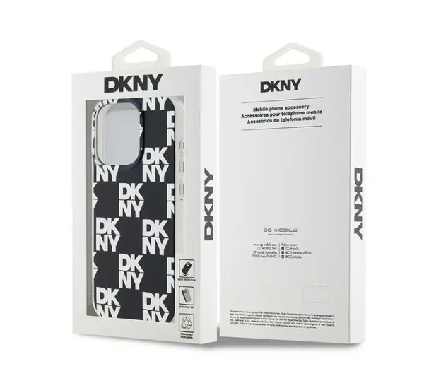 DKNY IML Checkered Mono Pattern do iPhone 15 Pro Czarny