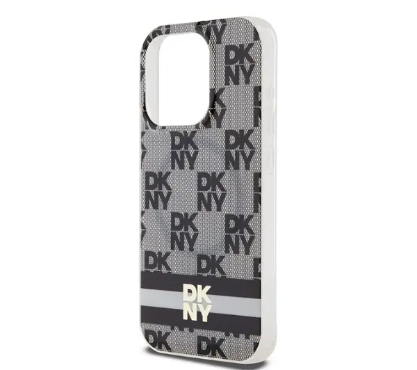 DKNY IML Checkered Mono Pattern & Printed Stripes MagSafe do iPhone 15 Pro Czarny