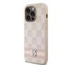 Etui DKNY Leather Checkered Mono Pattern & Printed Stripes do iPhone 14 Pro Różowy