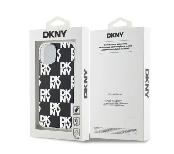 DKNY IML Checkered Mono Pattern do iPhone 15 Czarny