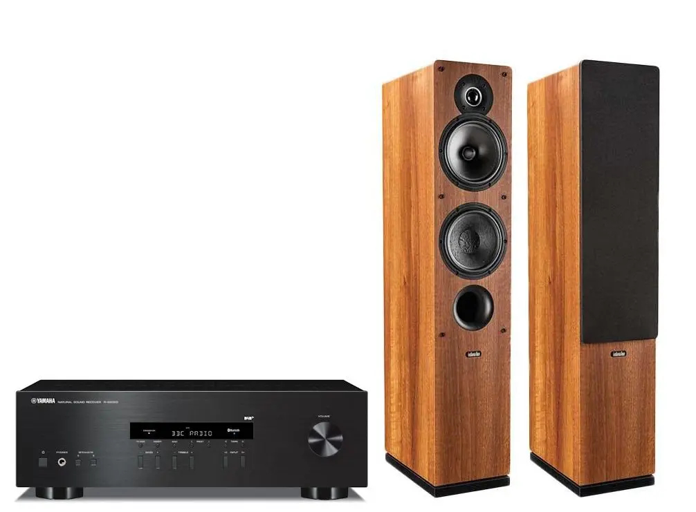 Zestaw stereo Yamaha R-S202D Czarny, Indiana Line Nota Tesi 561 Orzech