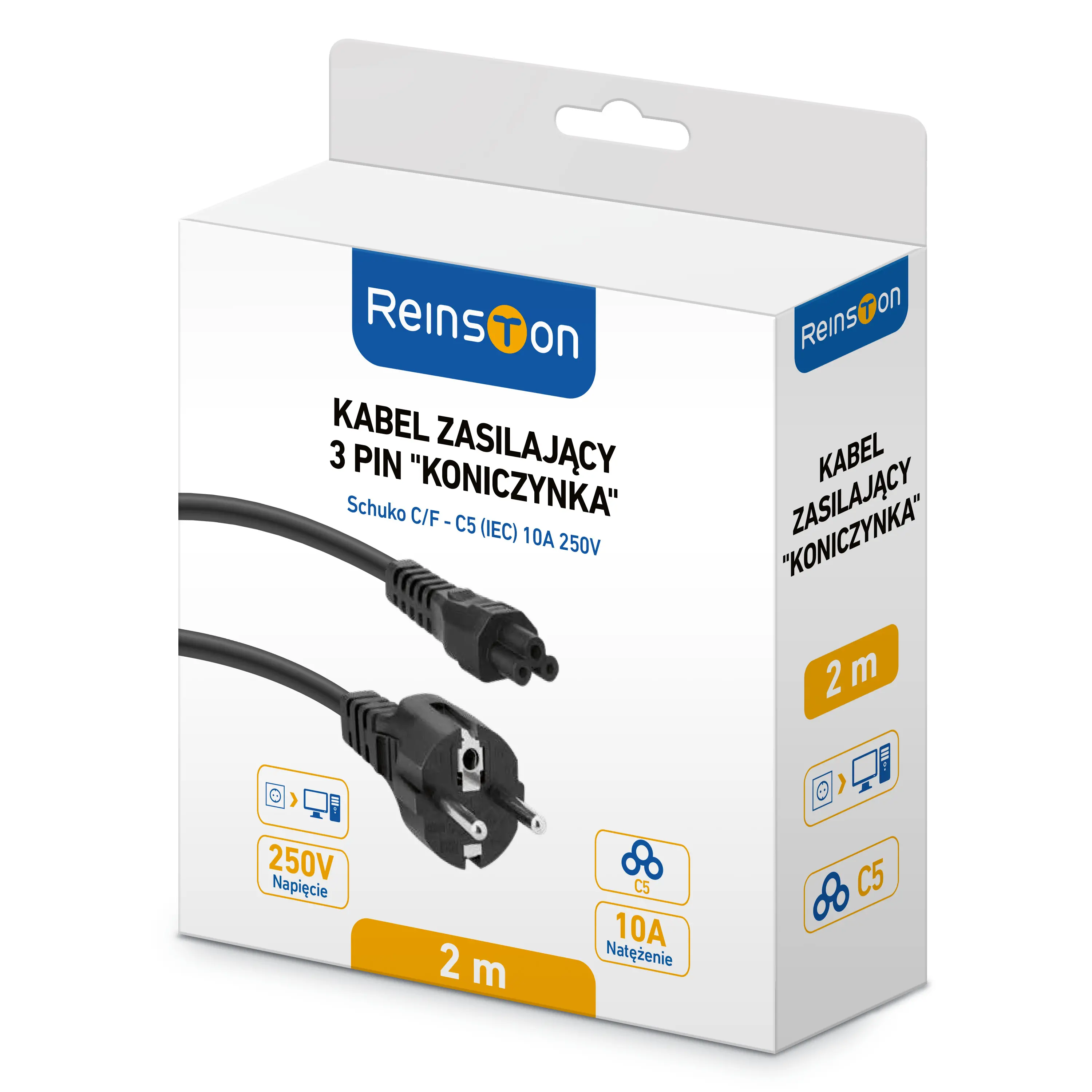 Kabel zasilający Reinston EKZ02 2m Czarny