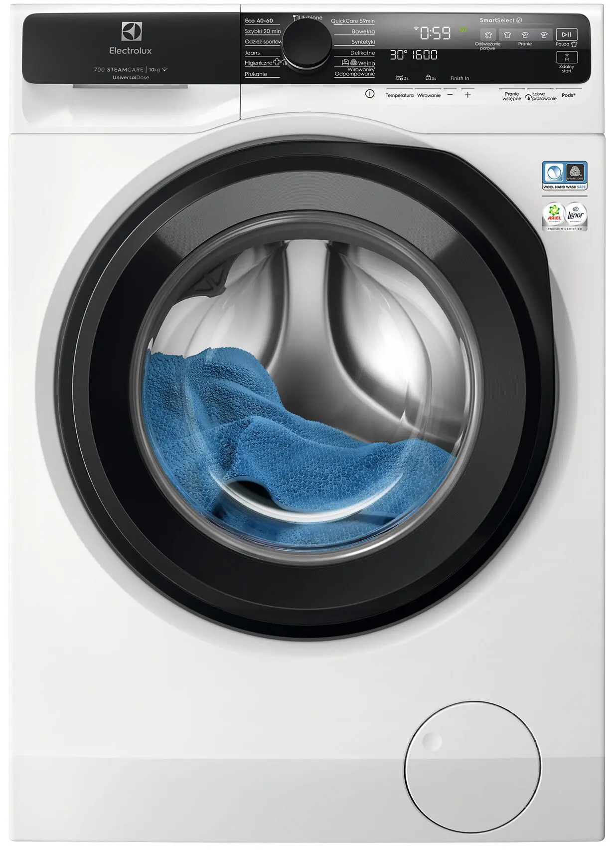 Pralka Electrolux 700 SteamCare EW7F5612QP Funkcje AI 10kg 1600obr/min Zdalne sterowanie UniversalDose