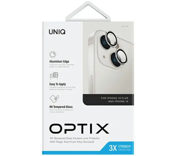 UNIQ Optix Aluminium Camera Lens Protector do iPhone 14/14 Plus Srebrny
