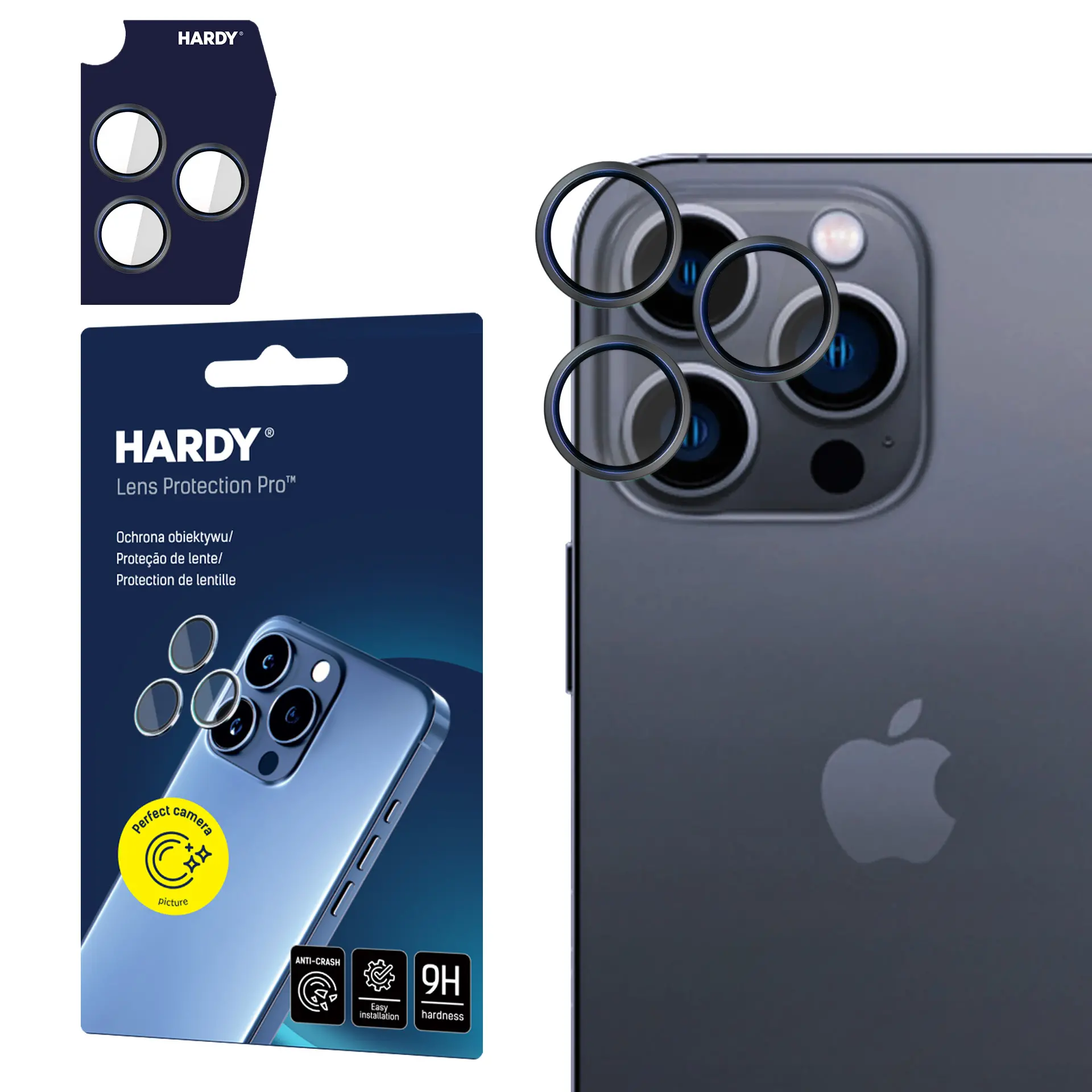 Szkło hartowane 3mk Hardy Lens Protection Pro Black na aparat iPhone 15 Pro Max