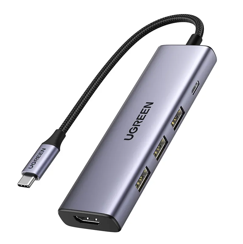 Hub USB UGREEN Revodok CM511 USB-C do 3x USB USB-C HDMI 4K 30Hz PD 100W Szary