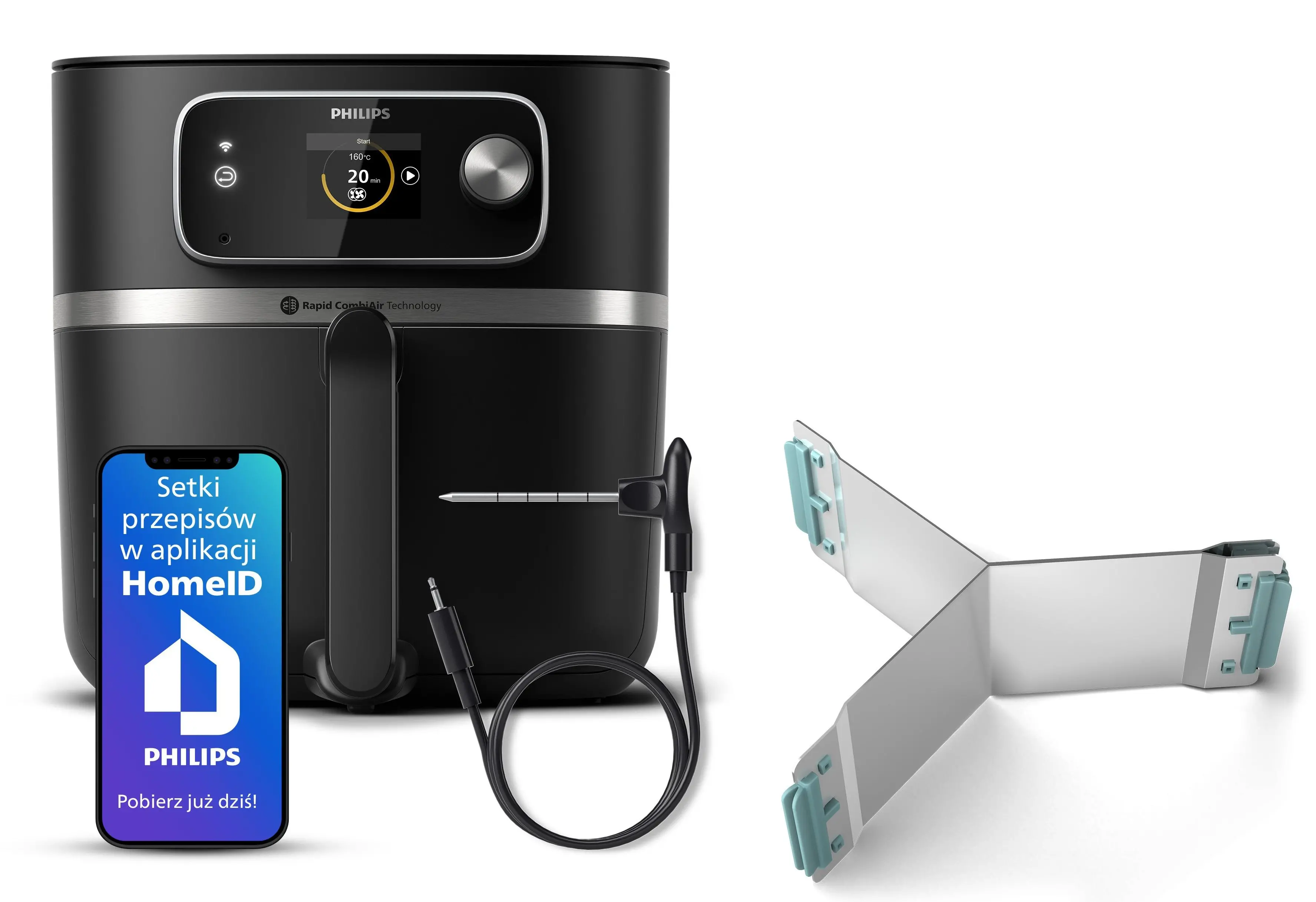 Air fryer Philips OVI Smart 2.0 XXL HD9880/90 2200W 8,3l Aplikacja mobilna + separator HD9916/00