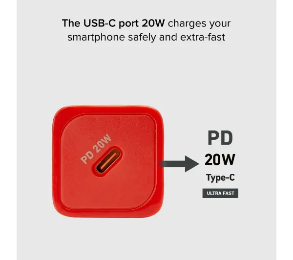 SBS NanoTube GaN PD20W USB-C Czerwony