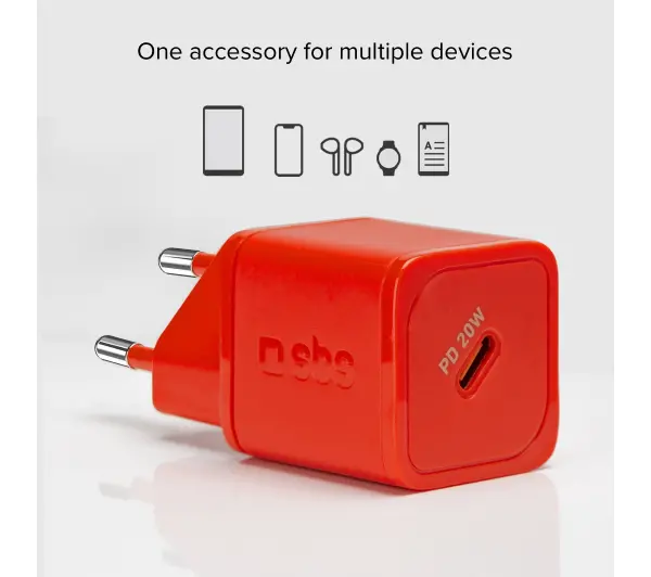 SBS NanoTube GaN PD20W USB-C Czerwony