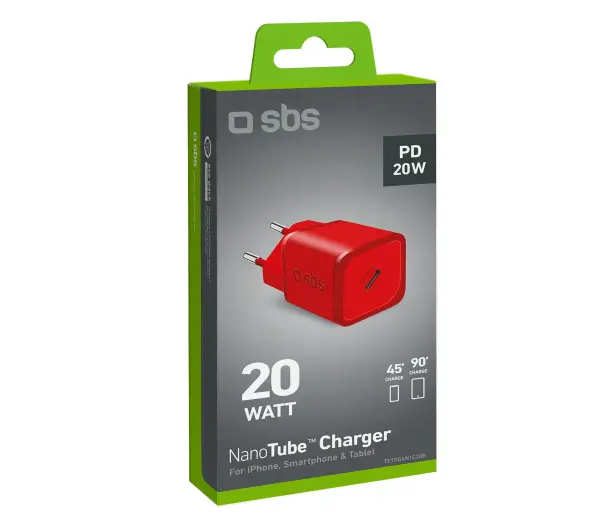 SBS NanoTube GaN PD20W USB-C Czerwony