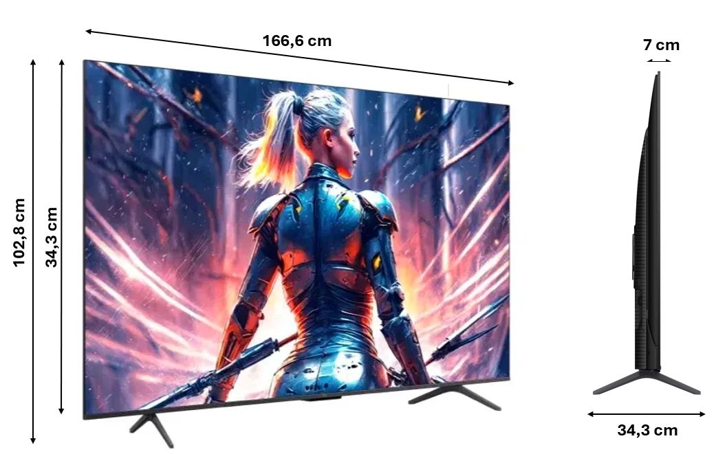 Telewizor TCL 75C72B 75" QLED 4K 144Hz Google TV Dolby Vision 2.1 ONKYO Dolby Atmos DTS X HDMI 2.1 DVB-T2