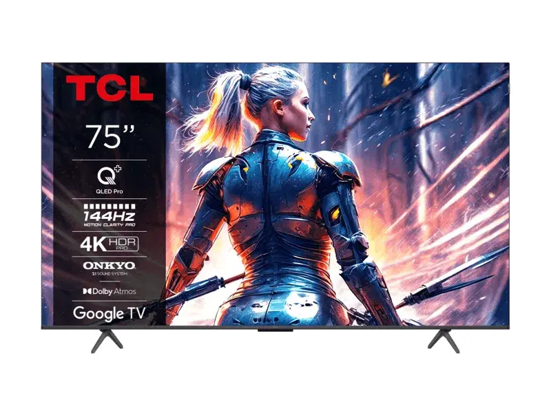 Telewizor TCL 75C72B 75" QLED 4K 144Hz Google TV Dolby Vision 2.1 ONKYO Dolby Atmos DTS X HDMI 2.1 DVB-T2