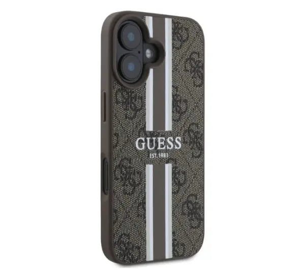 Guess 4G Printed Stripes MagSafe do iPhone 16 Brązowy
