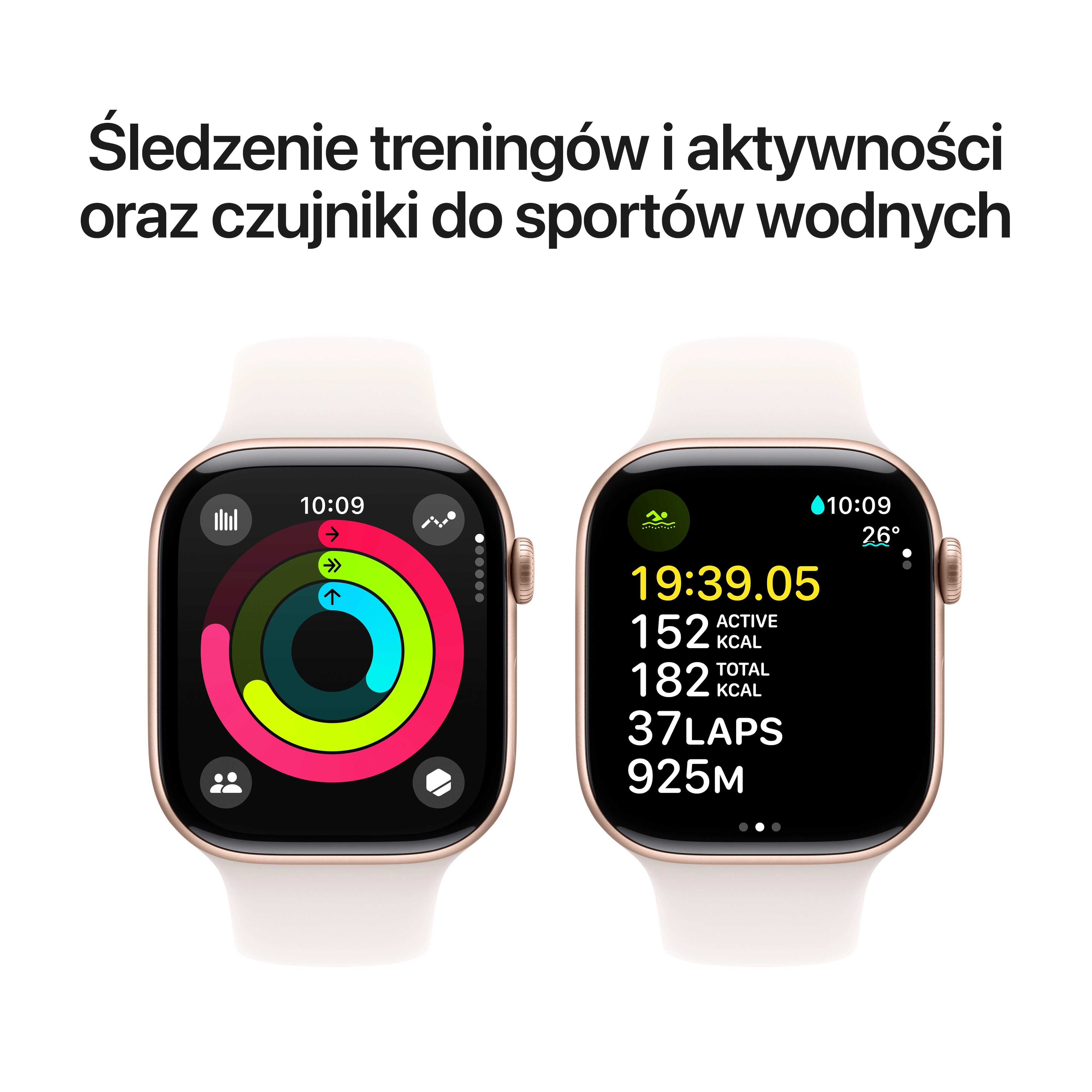 Apple Watch Series 10 GPS  42mm aluminium różowe złoto pasek sportowy w kolorze łagodnego różu M/L