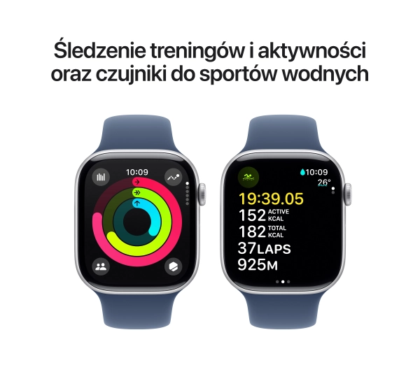 Apple Watch Series 10 GPS AI + Cellular AI koperta 46mm aluminium srebrne pasek sportowy denim M/L - Kup na Raty - RRSO 0%