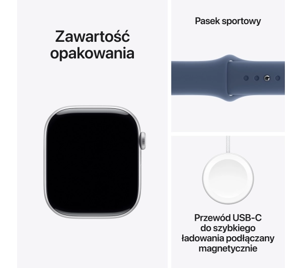 Apple Watch Series 10 GPS AI + Cellular AI koperta 46mm aluminium srebrne pasek sportowy denim M/L - Kup na Raty - RRSO 0%