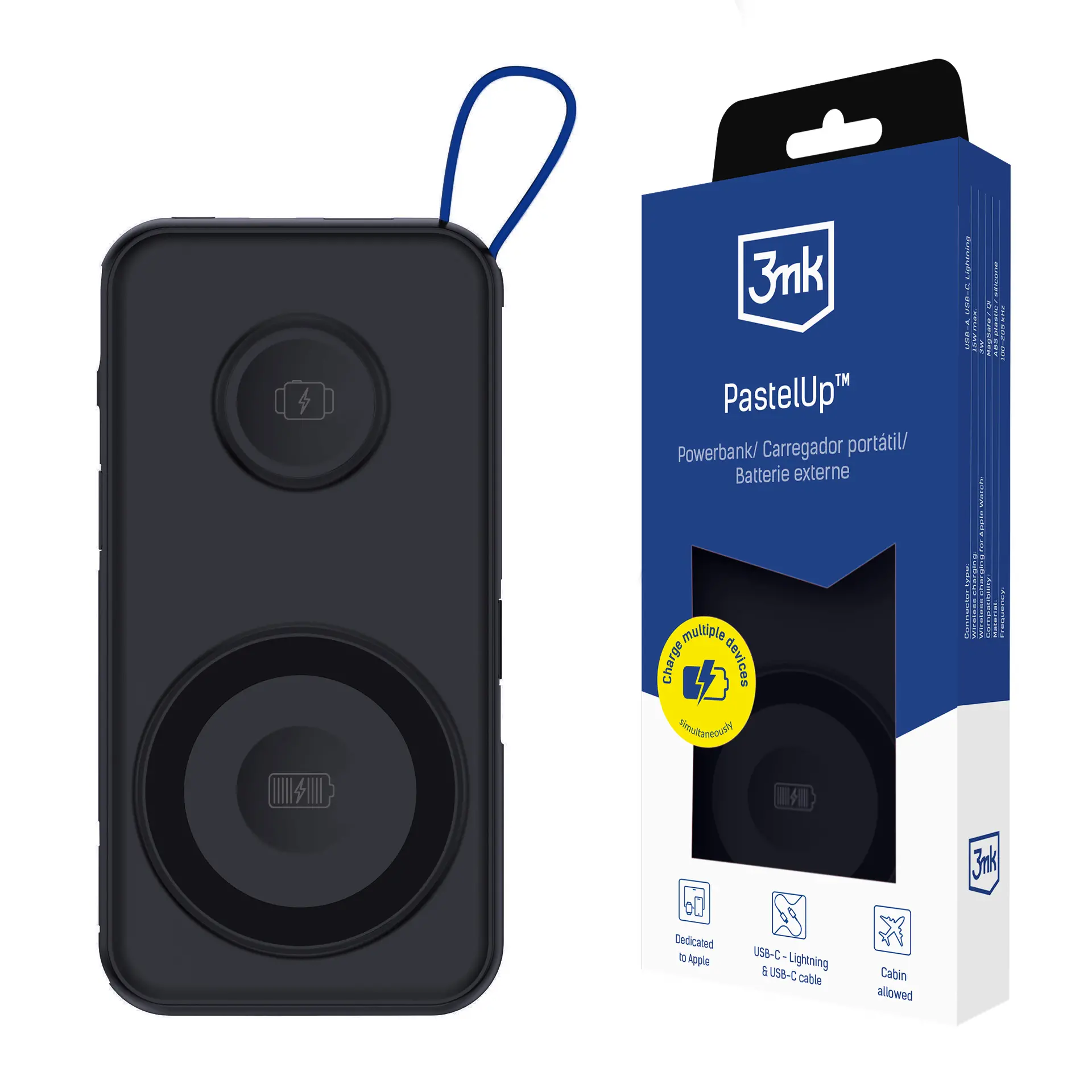 Powerbank 3mk PasteUP 10000mAh 22,5W MagSafe Qi Czarny