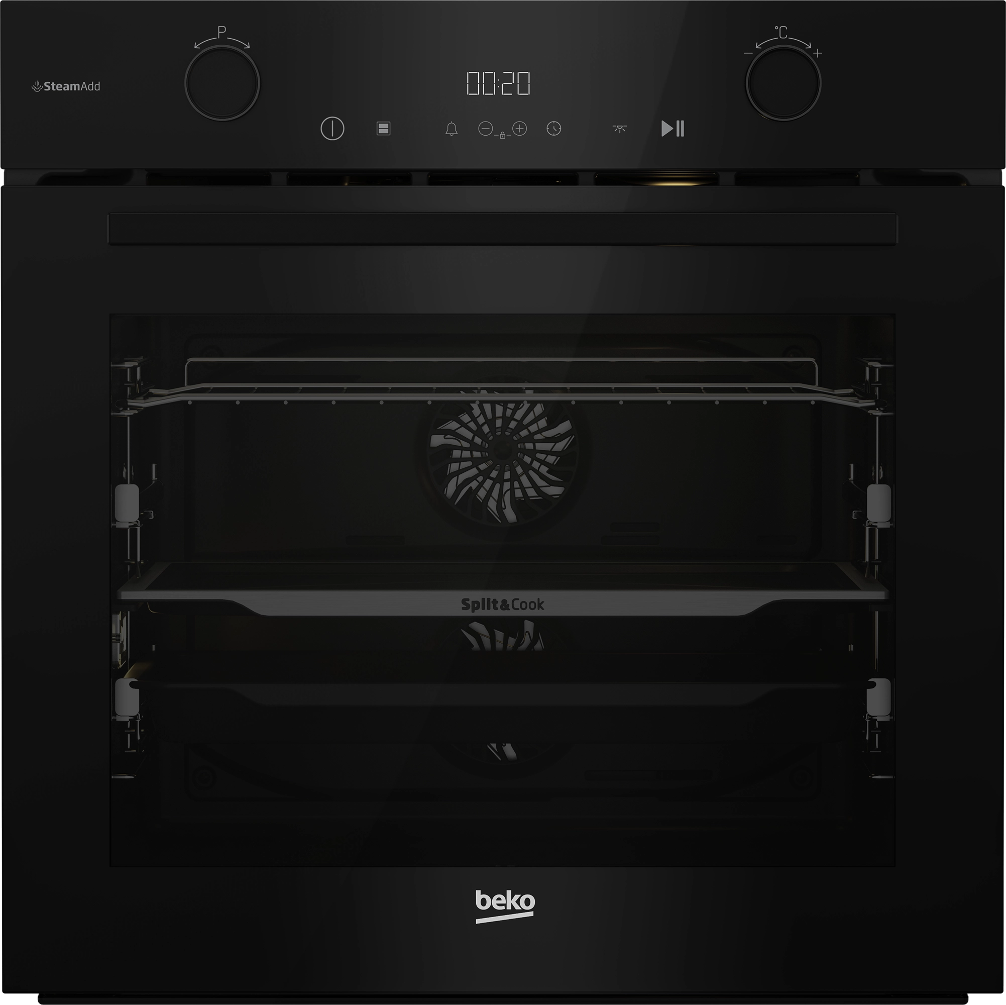 Piekarnik elektryczny parowy Beko BCBVMS17400KSBS bPro500 Split&Cook SteamAdd Termoobieg Czarny