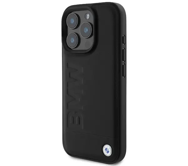 BMW Leather Hot Stamp MagSafe do iPhone 16 Pro Czarny