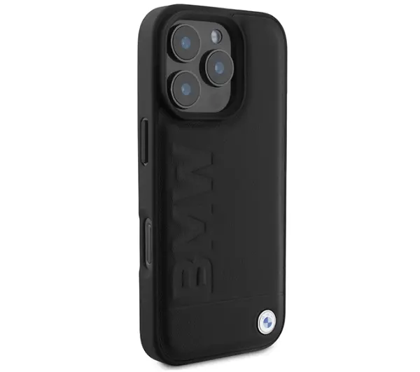 BMW Leather Hot Stamp MagSafe do iPhone 16 Pro Czarny