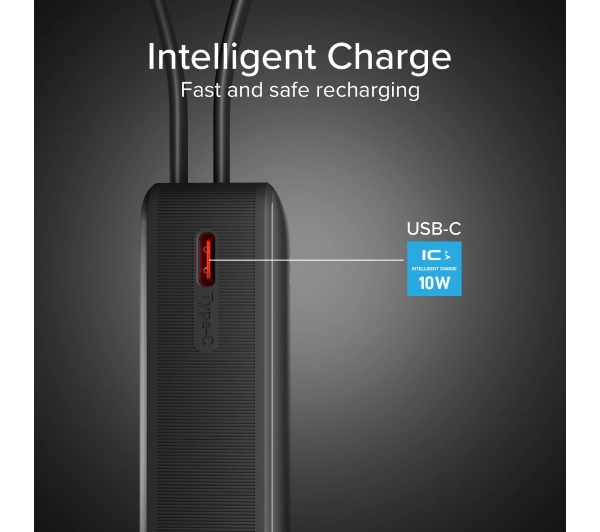 SBS TEBB5000LCDTCK 5000mAh 10W Wbudowany kabel USB-C Czarny
