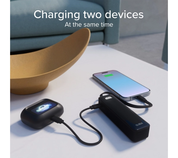 SBS TEBB5000LCDTCK 5000mAh 10W Wbudowany kabel USB-C Czarny
