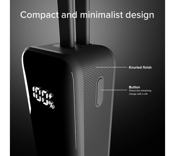 SBS TEBB5000LCDTCK 5000mAh 10W Wbudowany kabel USB-C Czarny