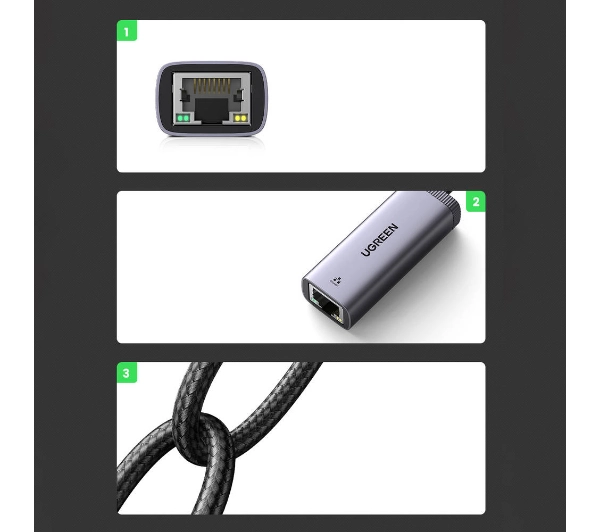 UGREEN CM483 USB-C do RJ45 Szary