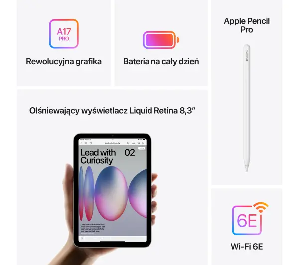 Apple iPad mini 7 gen 8,3" 128GB Funkcje AI Wi-Fi  Księżycowa poświata - Kup na Raty - RRSO 0%