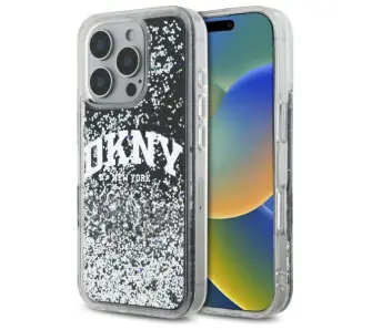 Etui DKNY Liquid Glitter Arch Logo do iPhone 16 Pro Max Czarny
