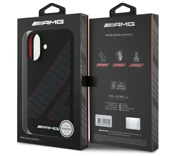 Mercedes-Benz Checkered Flag Pattern MagSafe do iPhone 16 Czarny