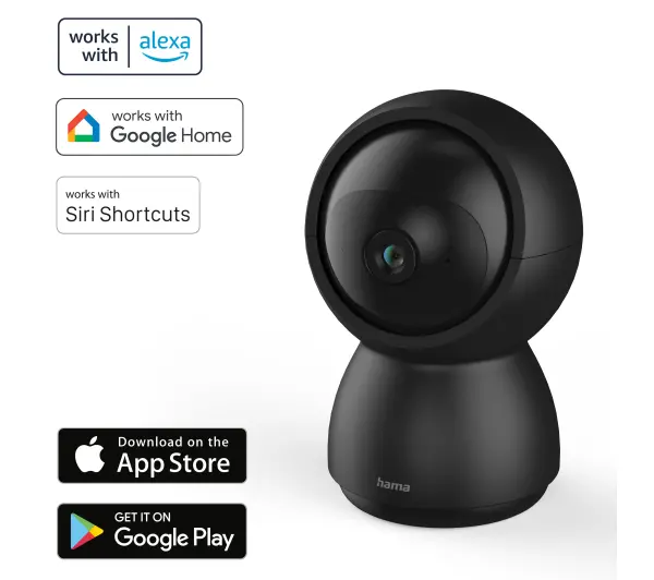 Hama 176647 Obrotowa Wi-Fi z czujnikiem ruchu i noktowizorem 1080p Czarny