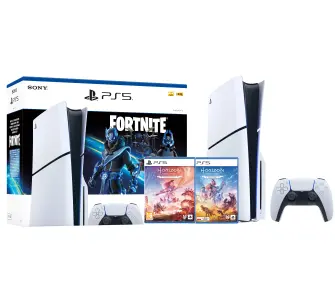 Konsola Sony PlayStation 5 Slim D Chassis (PS5) 1TB z napędem Fortnite Cobalt + Horizon Zero Dawn + Horizon Forbiden West