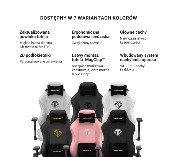 Anda Seat Phantom 3 L Gamingowy do 120kg Tkanina Ciemnoszary - Kup na Raty - RRSO 0%