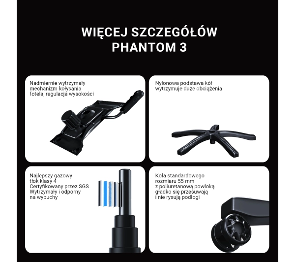 Anda Seat Phantom 3 L Gamingowy do 120kg Tkanina Ciemnoszary - Kup na Raty - RRSO 0%