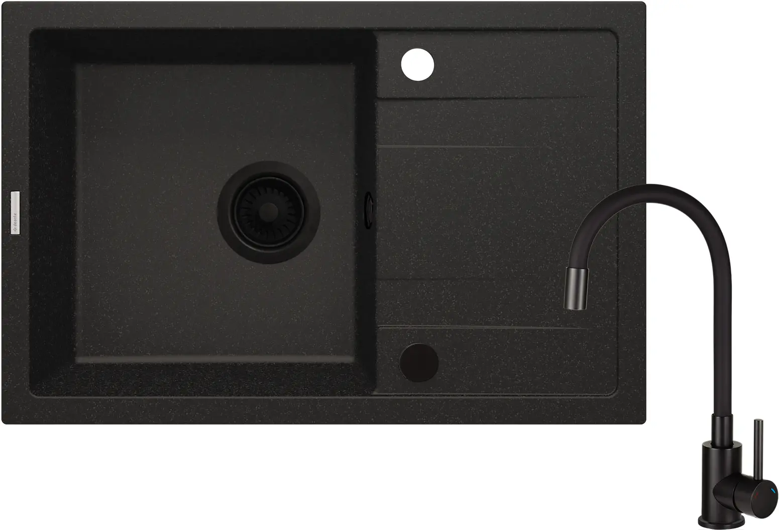 Zlewozmywak Deante Corio ZRCPG113 Grafit metalik + bateria Nero