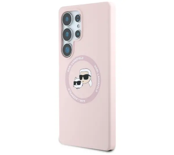 Karl Lagerfeld Silicone Double Heads And Circle MagSafe do Galaxy S25 Ultra Różowy