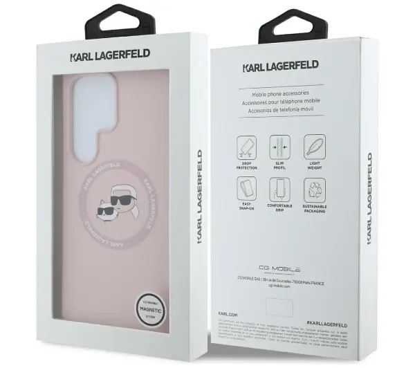 Karl Lagerfeld Silicone Double Heads And Circle MagSafe do Galaxy S25 Ultra Różowy