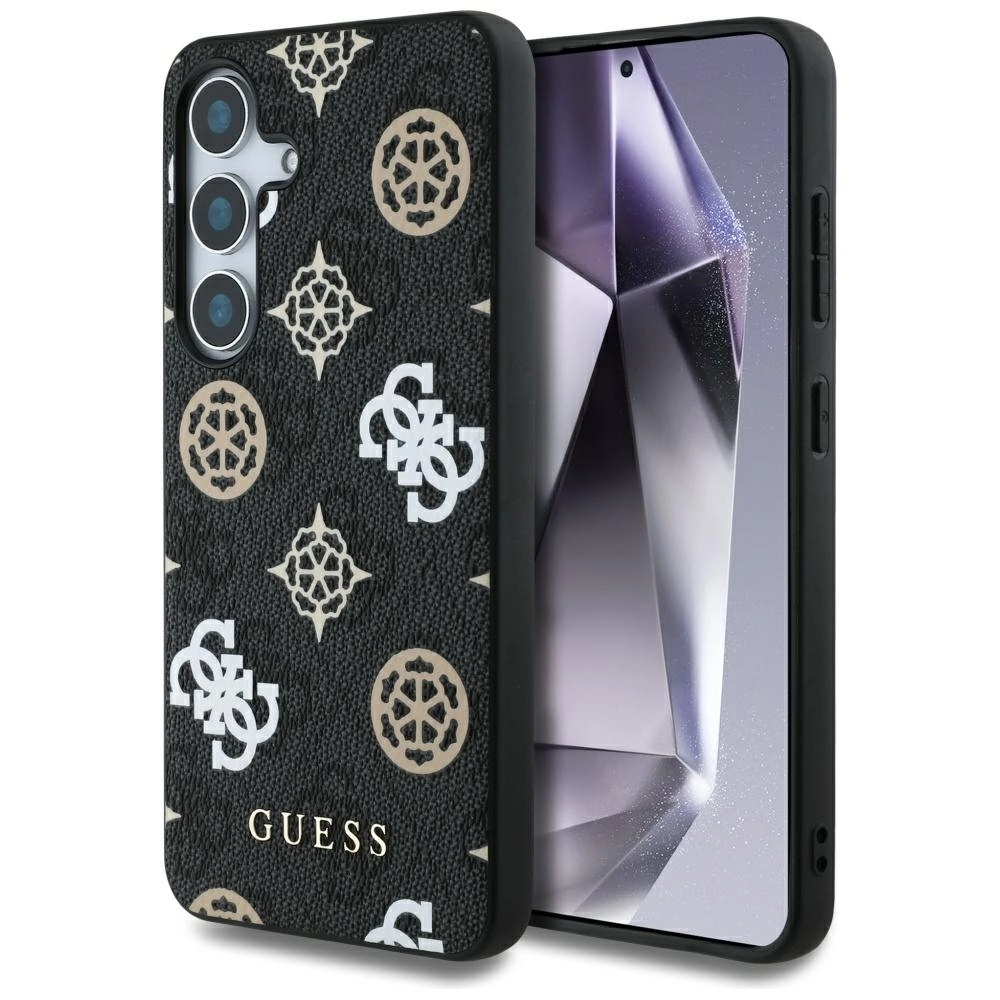 Etui Guess 4G Printed Colored Peony Pattern MagSafe do Galaxy S25 Czarny